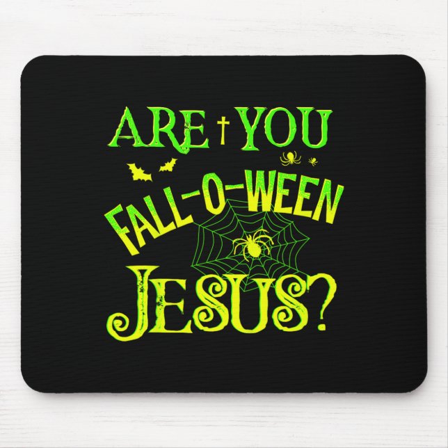 Barn är Fall-o-ween Jesus kristen Halloween Musmatta (Framsidan)