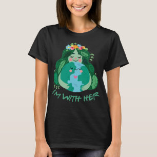 Barn är med sin jorddag i Spara till T Shirt