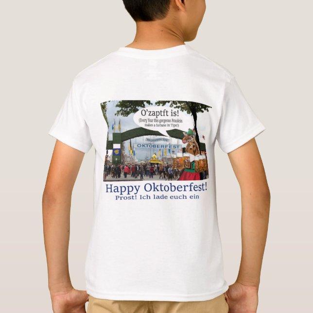 Barn är säkra. Lycklig Oktoberfest, giraffe-flicka T Shirt (Baksida)