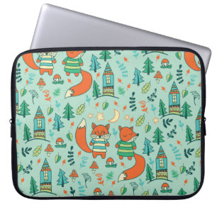 Barn är sömlösa med unga rävar. Funny childr Laptop Fodral