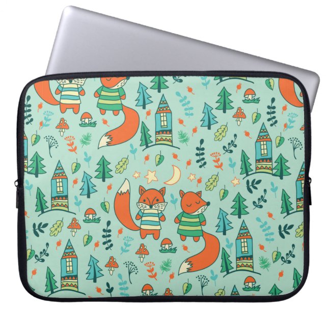 Barn är sömlösa med unga rävar. Funny childr Laptop Fodral (Framsidan)