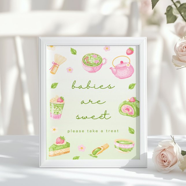 Barn är söta Matcha Te Rosa Baby Shower Poster (Skapare uppladdad)
