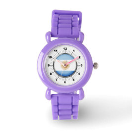 Barn Argentina Flagga Red Glitter Strap Watch Armbandsur