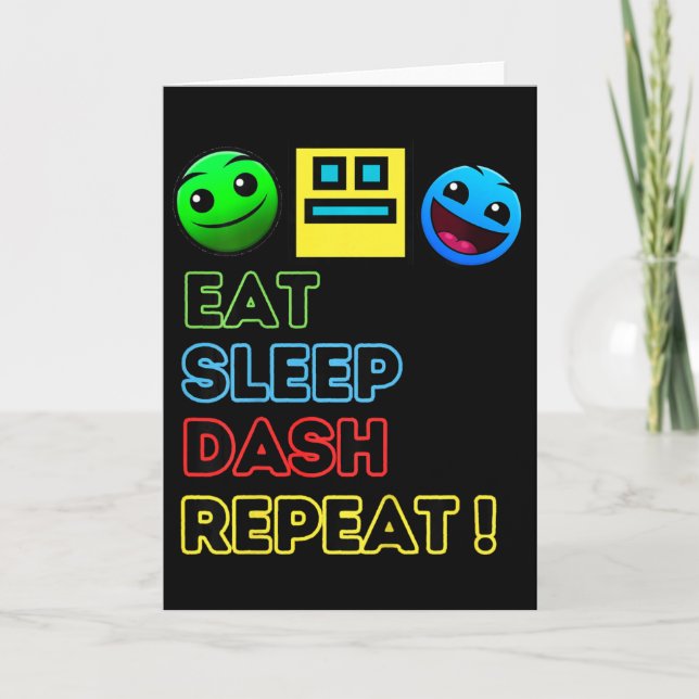 Barn Äter Sova Dash Upprepa Video Game Geometry Vi Kort (Framsida)