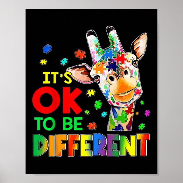 Barn Autism Medvetenhet Acceptans Giraff Det är ok Poster (Framsidan)