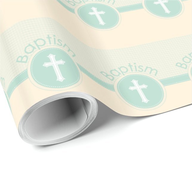 Barn av Gud Dop, Könsneutral Grön Presentpapper (Rullad Hörn)