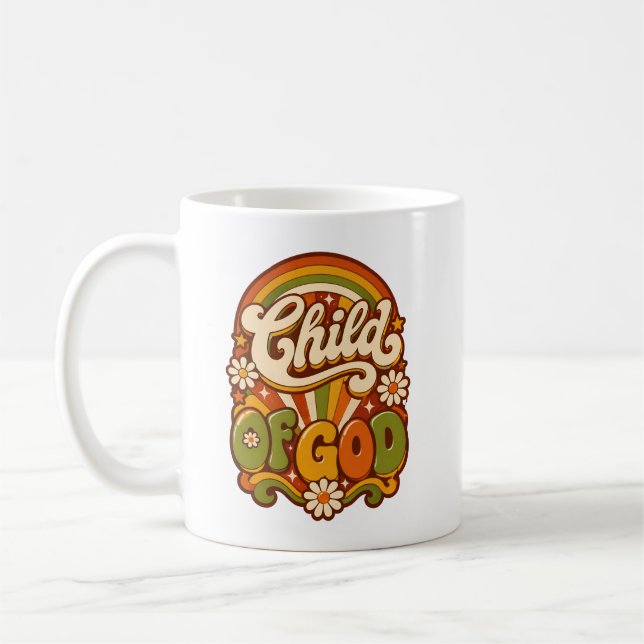 Barn Av Gud Retro Groovy Present Kristet Tro Konst Kaffemugg (Vänster)