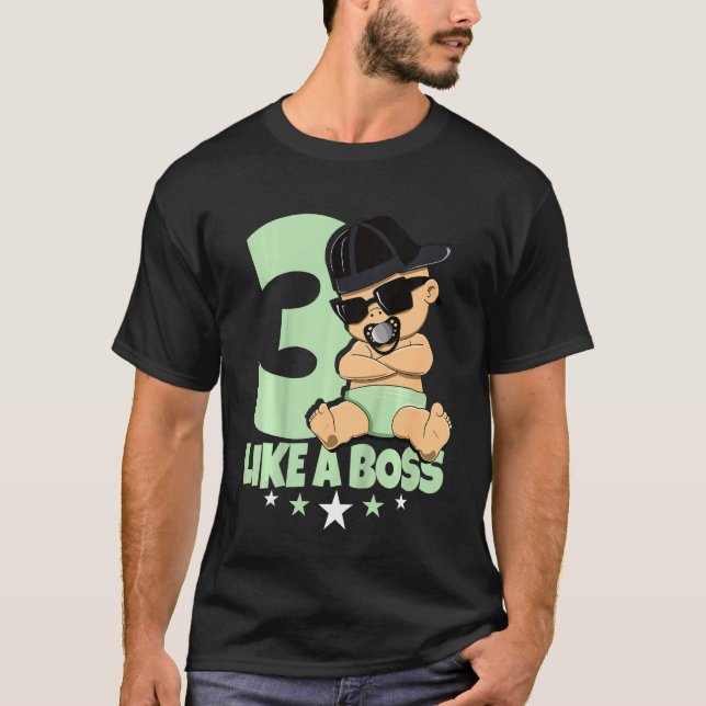 Barn Baby 3:e födelsedagstjejen 3 år som en bos T Shirt (Framsida)
