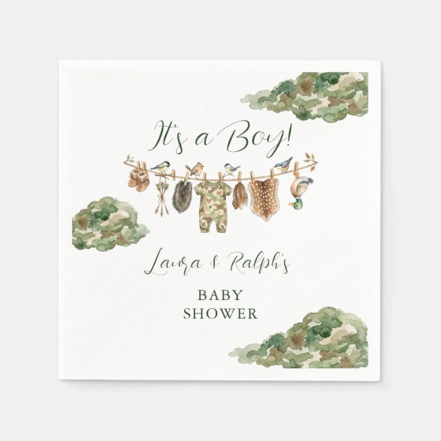 Barn Baby Shower med ankjakt tema Pappersservett (Framsidan)