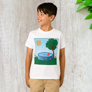 Barn bakgård pool scen med solträd t shirt