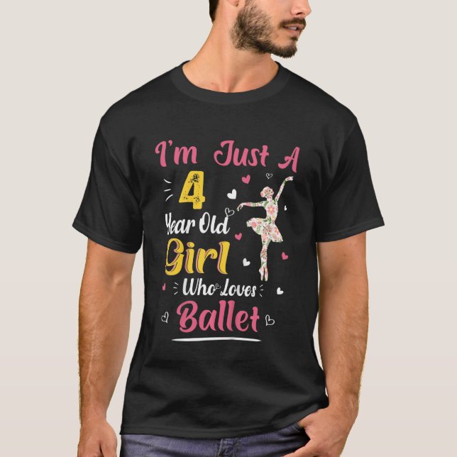 Barn bara en 4-årig flicka som Kärlek Ballet 4 B T Shirt (Framsida)
