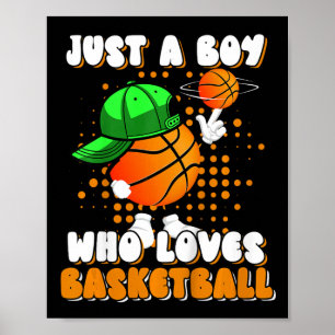 Barn Bara En Pojke Som älskar Bysketbyll Spelare Ä Poster