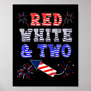 Barn Barn 2-årsdag 4 juli Amerikansk Röd Vit Poster