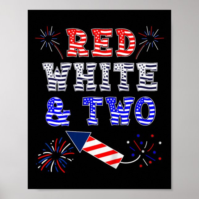 Barn Barn 2-årsdag 4 juli Amerikansk Röd Vit Poster (Framsidan)