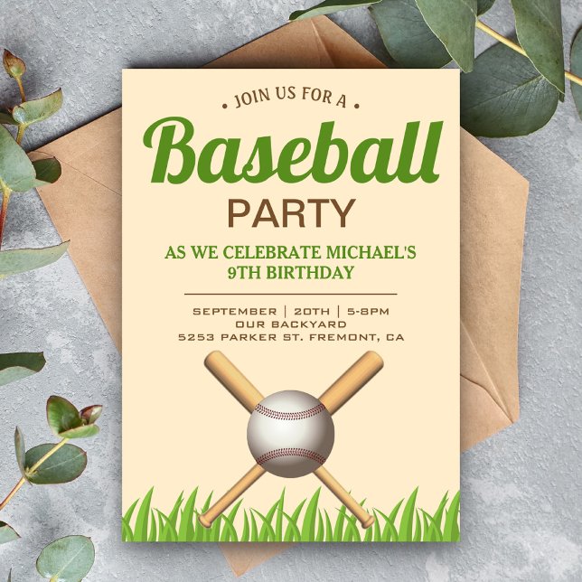 Barn Baseball Födelsedagsfest Inbjudningar (Skapare uppladdad)