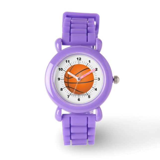 Barn Basketball Red Glitter Strap Watch Armbandsur (Framsida)