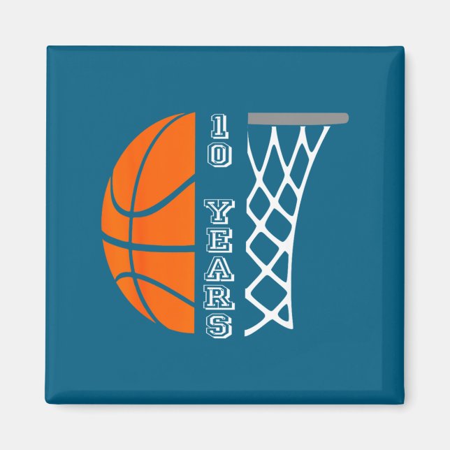 Barn basketboll födelsedag för pojkar 10 år gammal magnet (Framsidan)