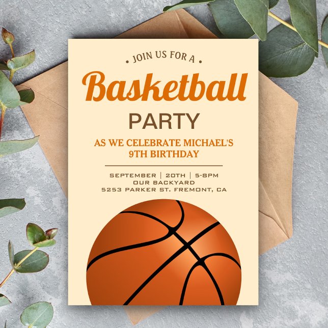 Barn Basketboll Födelsedagsfest Inbjudningar (Skapare uppladdad)