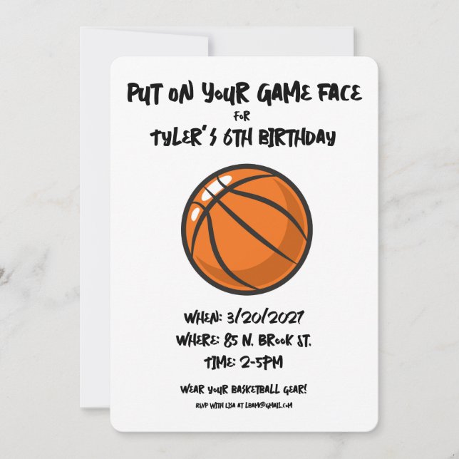 Barn Basketboll Sport Minimalistisk Födelsedagsfes Inbjudningar (Framsida)