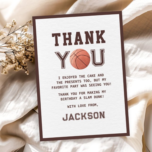 Barn Basketboll Vattenfärg Födelsedagsfest Tack Kort (Skapare uppladdad)