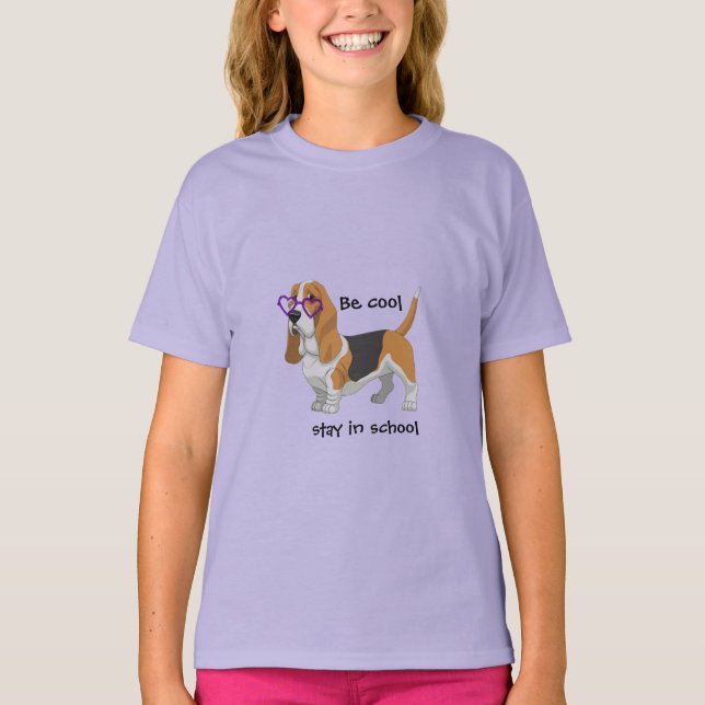 Barn Be Coola stanna i Hound Shirt i skolbasset T Shirt (Framsida)