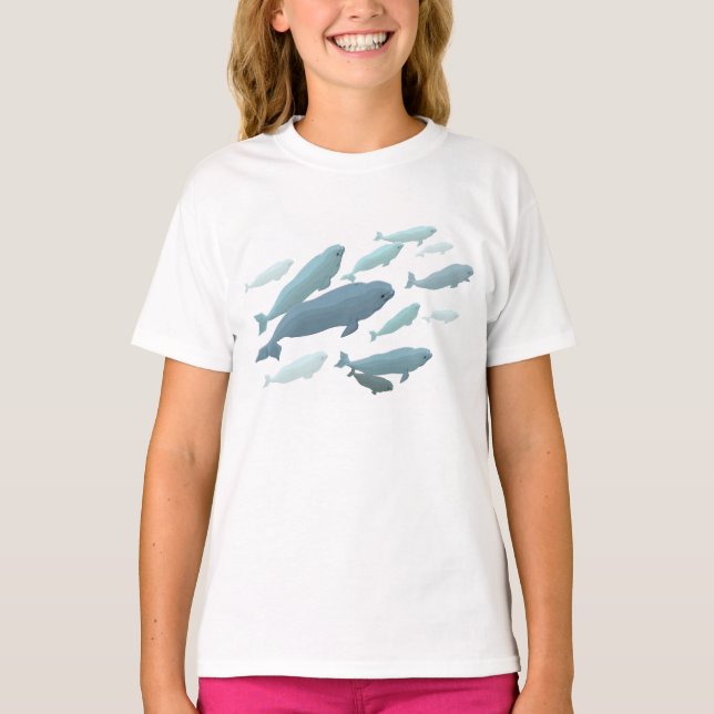 Barn Beluga Whale T-Shirt Organic Whale Art Shirt (Framsida)