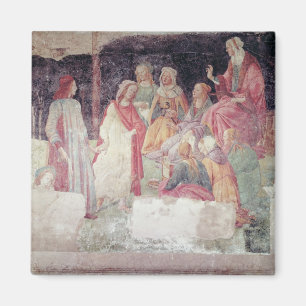 Barn bemannar Greeted av sju humaniora Magnet