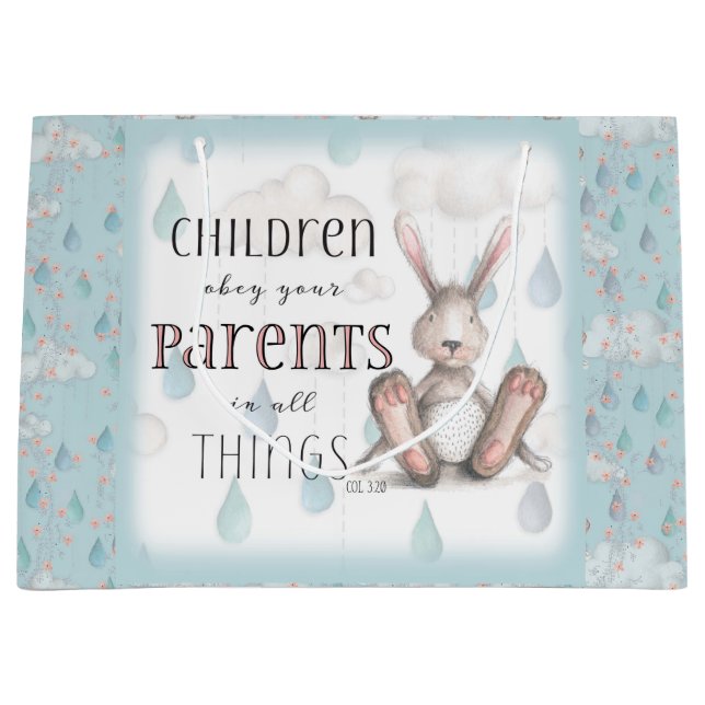 Barn, bey dina föräldrar - Kol 3:20 - blå (Framsidan)