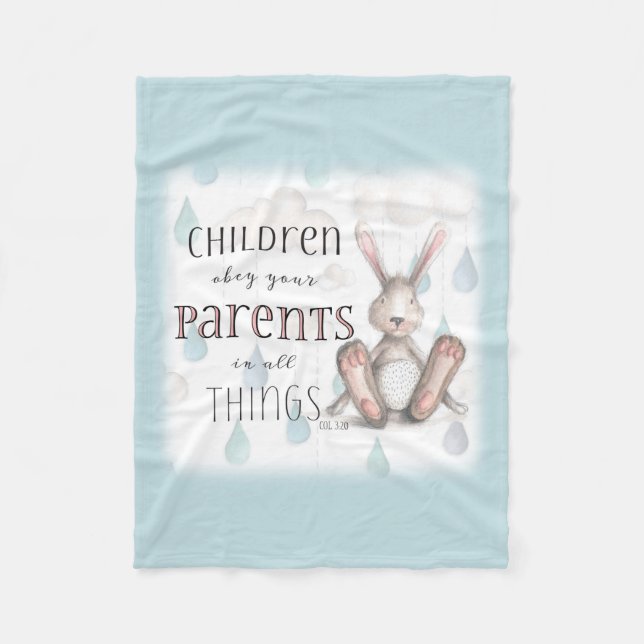Barn, bey dina föräldrar - Kol 3:20 Blue Fleecefilt (Framsidan)
