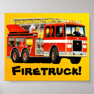 Barn Big Red Fire Lastbil Poster