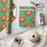 Barn Birthday, Basketball, Namn Age, Grönt Presentpapper<br><div class="desc">Anpassa den här födelsedagskorgens design med ditt barns namn,  ålder och två linjer vit text på gröntens bakgrund.</div>