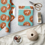 Barn Birthday, Basketball, Namn Age, Light Teal Presentpapper<br><div class="desc">Anpassa den här födelsedagskorstenskonstruktionen med ditt barns namn,  ålder och två linjer vit text mot lätt tealbakgrund.</div>