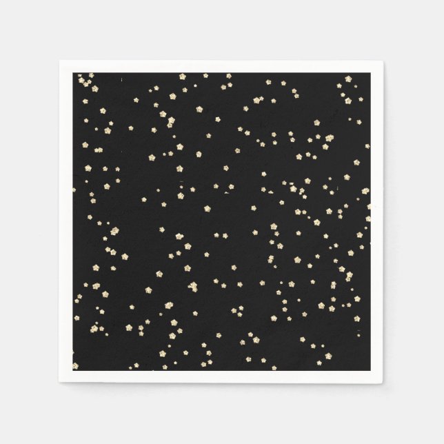 Barn Birthday Black Guld Glitter Papper Pappersservett (Framsidan)