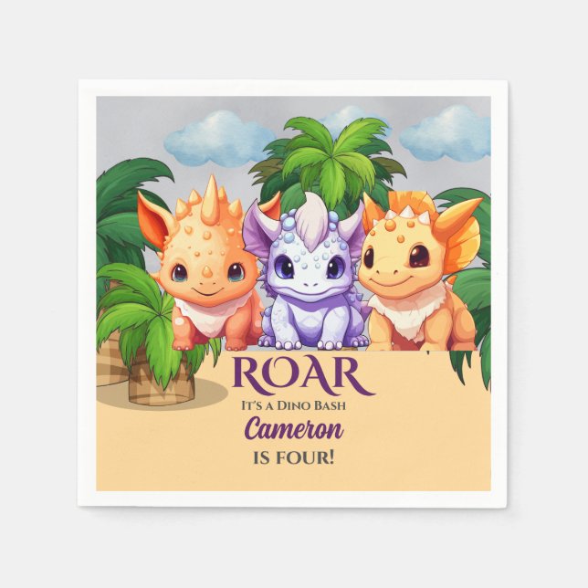 Barn Birthday Dinosaur Party a Dino Bash any Age Pappersservett (Framsidan)