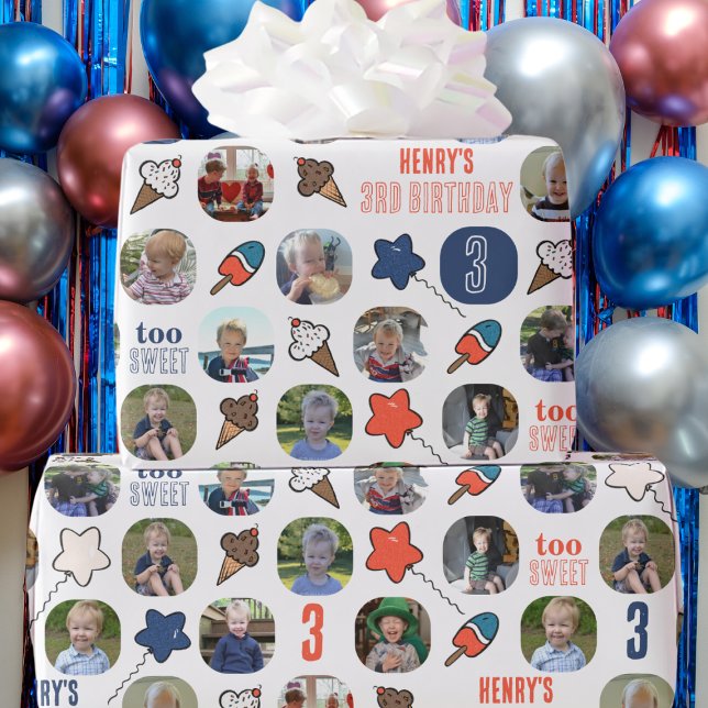 Barn Birthday Ice kramar alla åldersfoto Presentpapper (Skapare uppladdad)