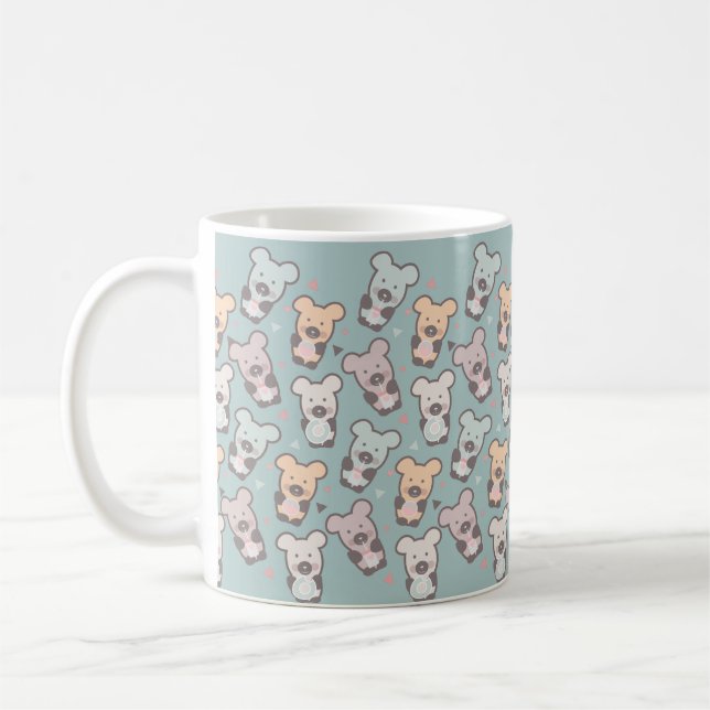 Barn Björnar och Munkar Mönster Kaffemugg (Vänster)
