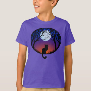 Barn Black Cat T-shirt Spooky Tjock Cat Barn Tee