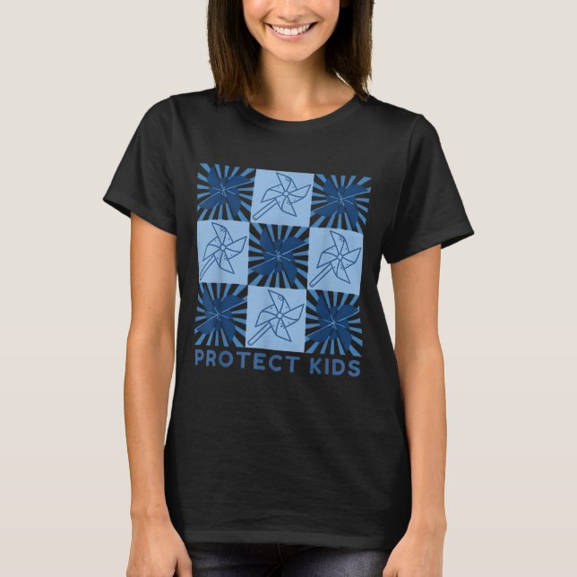 Barn Blått Band Solros Medvetenhet April T Shirt (Framsida)