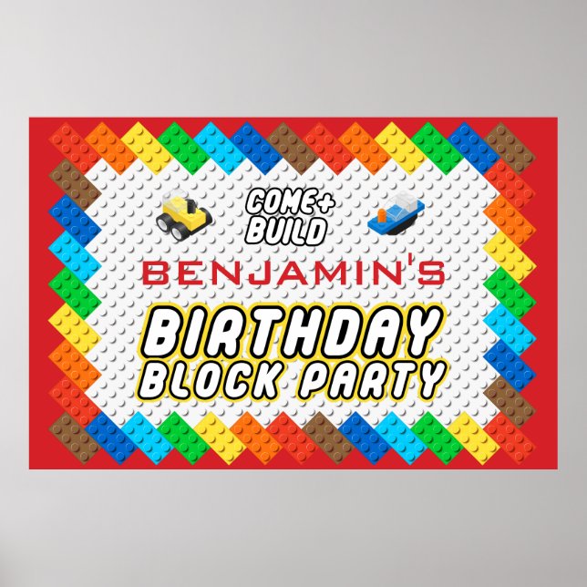 Barn Blockblocket Party i Blocket Party Bygger Lek Poster (Framsidan)