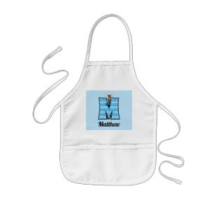 Barn Blue Moose Monogrammed Brev M Barnförkläde