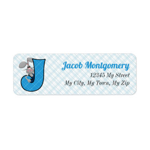 Barn Blue Play Monogram J Adress Returadress Etikett