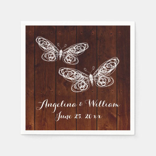 Barn Board Butterfly Napkin Pappersservett (Framsidan)