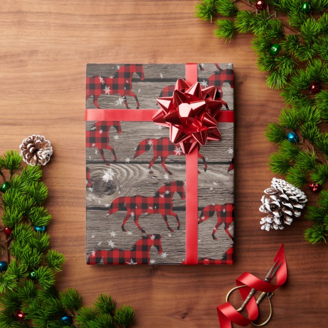 Barn Board Snowy Buffalo Play jul Horse Presentpapper (Julgåva)