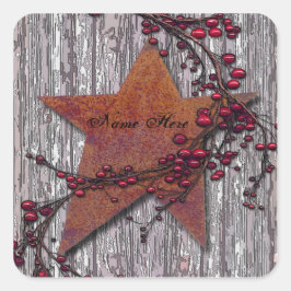 Barn Boards Rusted Star Fyrkantigt Klistermärke