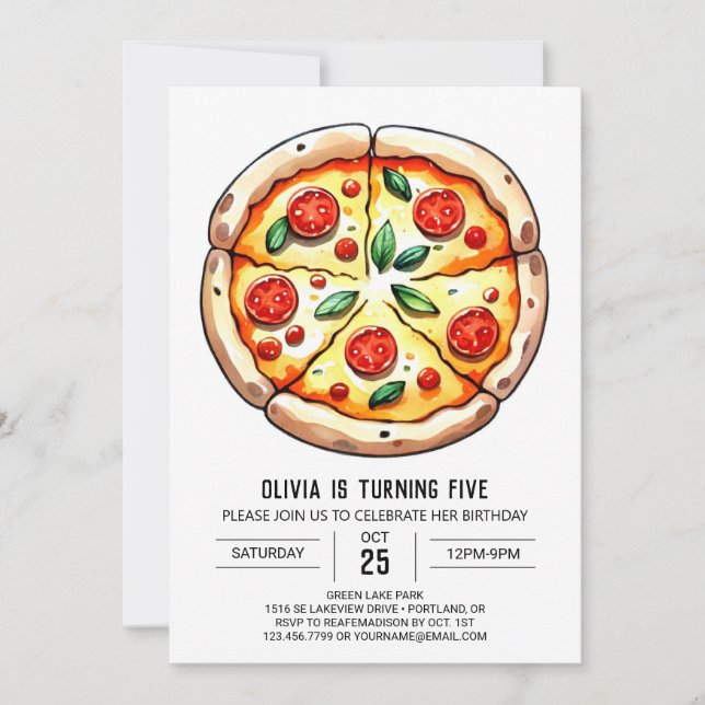 Barn Boho Pizza Birthday Inbjudningar (Framsida)
