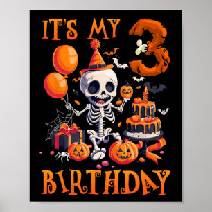 Barn Boo Det är min 3:e födelsedag Halloween Skele Poster