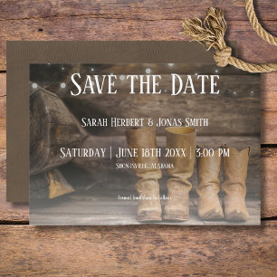 Barn & Boots Rustic Cowboy Westernare Bröllop Spara Datumet
