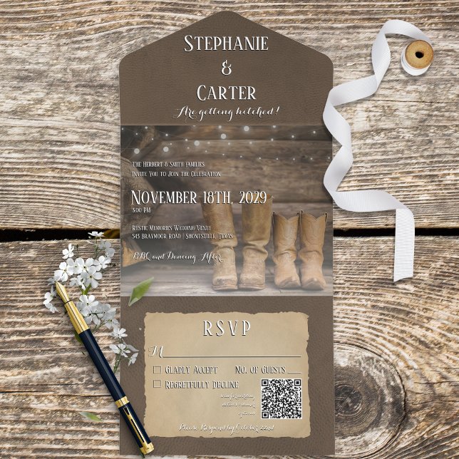 Barn & Boots Rustic Cowboys Westerna QR-kod (Skapare uppladdad)