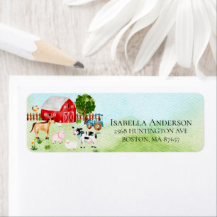 Barn Boskap Baby Shower-adressetikett Returadress Etikett