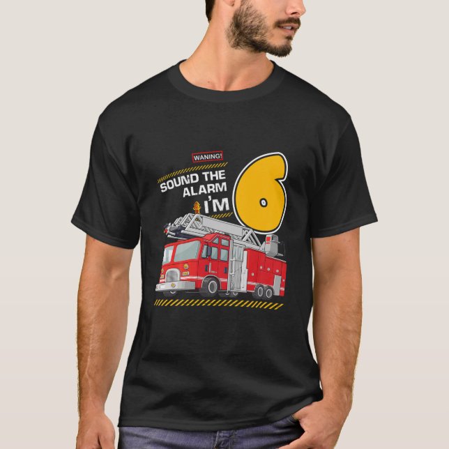 Barn Brandsläckare Lastbil 6-årsdagen 6e Bi T Shirt (Framsida)
